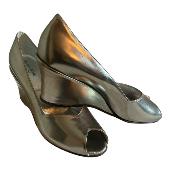 Taryn Rose Peep‑Toe Pumps Silver / Made in Italy / EU 40 / Open-Toe Heel - Picture 3 of 15